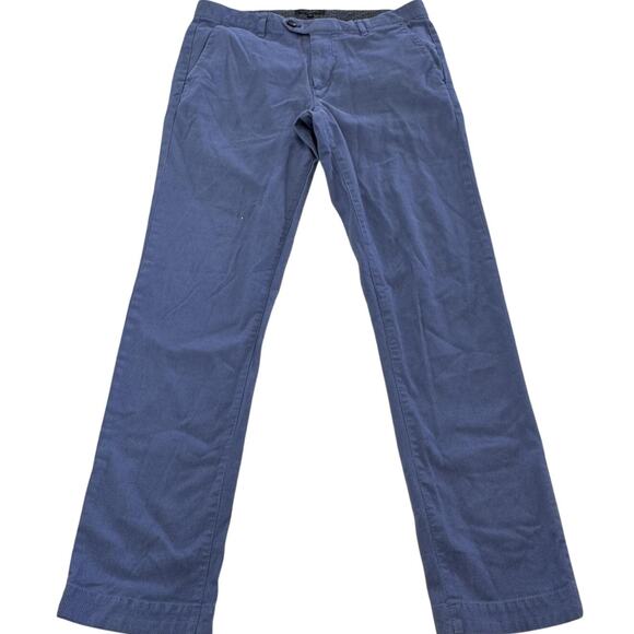 Ted Baker Pants Mens 31R Blue Cotton Stretch Chino Flat Front Casual Trousers - Picture 1 of 8